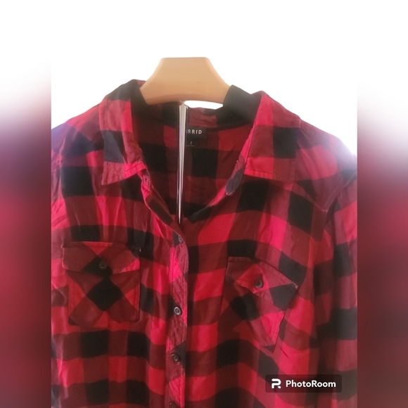 Torrid Relaxed Fit Brushed Rayon Button-Up Shirt Size 1 - Picture 9 of 9